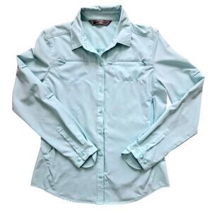 REI Womens Blue Fitted Long Sleeve Athletic Outdoors Hiking Small Shirt Gorpcore